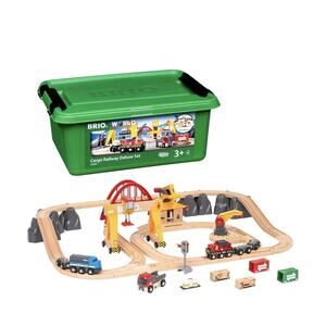 BRIO World Cargo Railway Deluxe - Wooden Track Train Set -